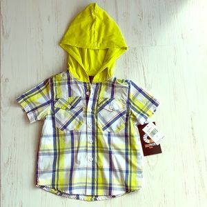 NWT Boys Hooded Button Up